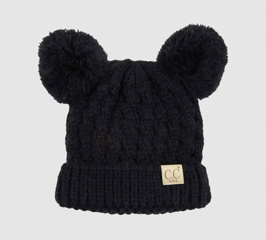 Kids double Pom beanie