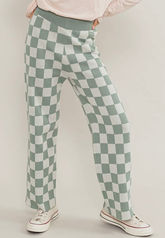 Sage checkered pants