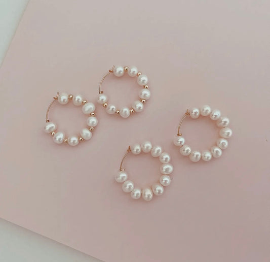 Gossip pearl hoops with beads