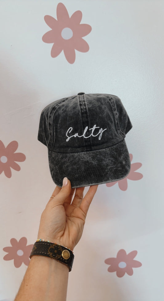 “Salty” black ball cap