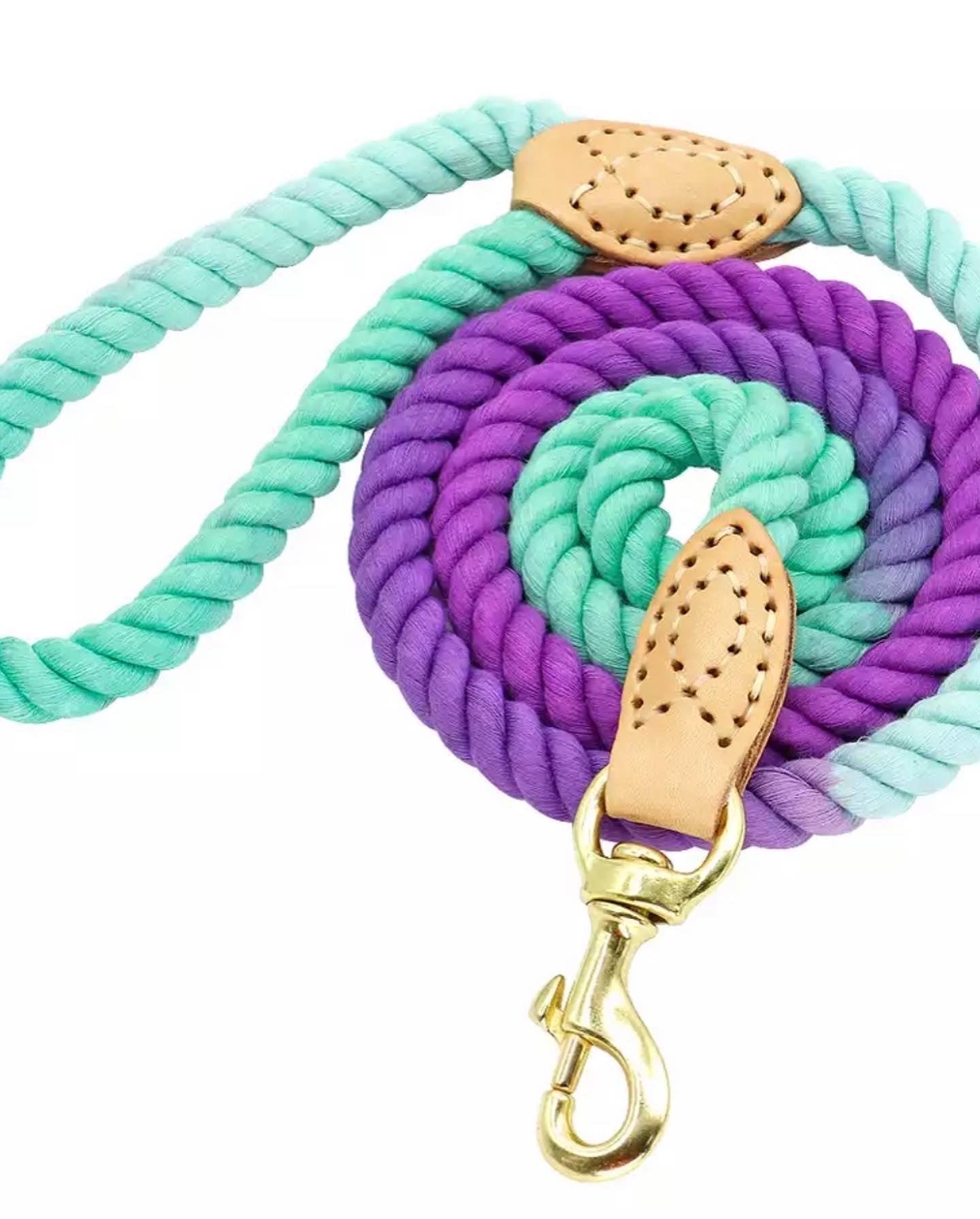 Dog rope leash- Teal & Purple